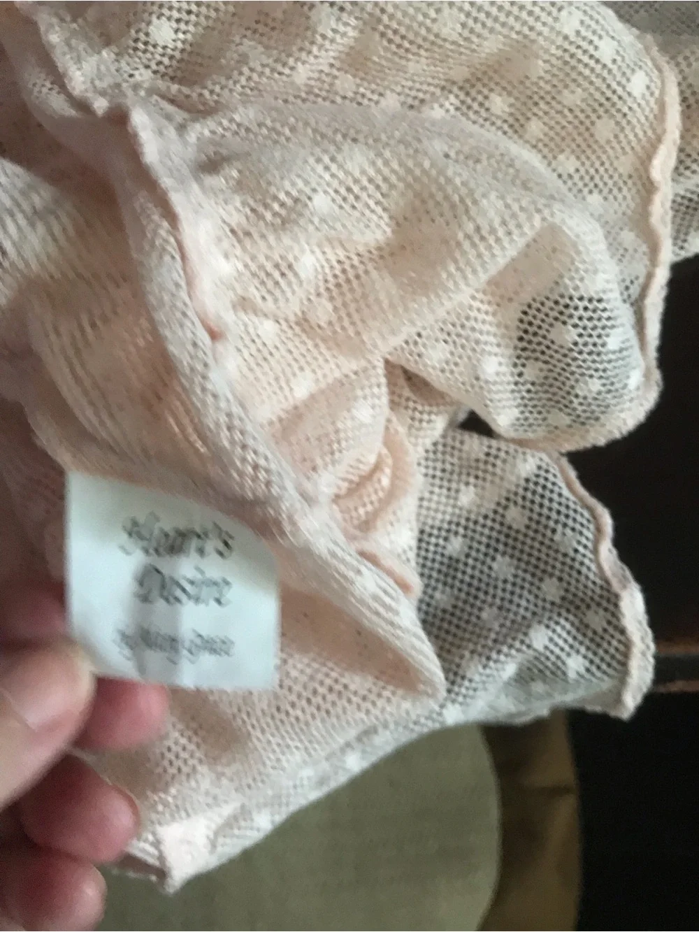 Heart’s Desire by Mary Grace Sheer Blush Pink Ruffled Tie-Front top - Picture 13 of 14